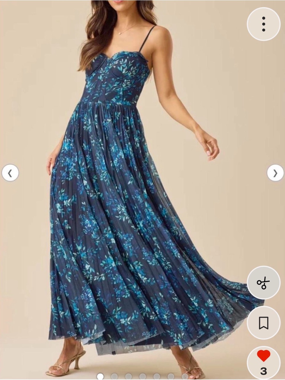 Altar'd State Navy Blue Floral Maxi Dress with Teal Accents